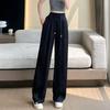 Women's High-Waisted Drapey Silk Wide-Leg Pants - New Chinese Style, Lightweight and Trendy for Summer