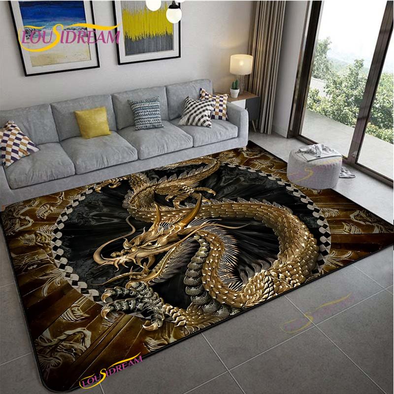 Alfombra Dragon and Tiger Fight Carpet Living Room Sofa Coffee Table Door Bedroom Rug Kitchen Kid Anti-slip Floor Mat Home Decor