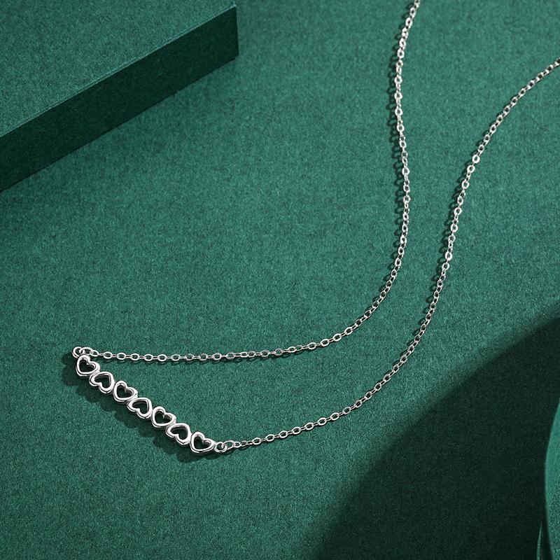 MODIAN 3 Color Hearts Fashion Necklace Solid 925 Sterling Silver Romantic Love Chain Necklaces For Women Wedding Jewelry Gifts