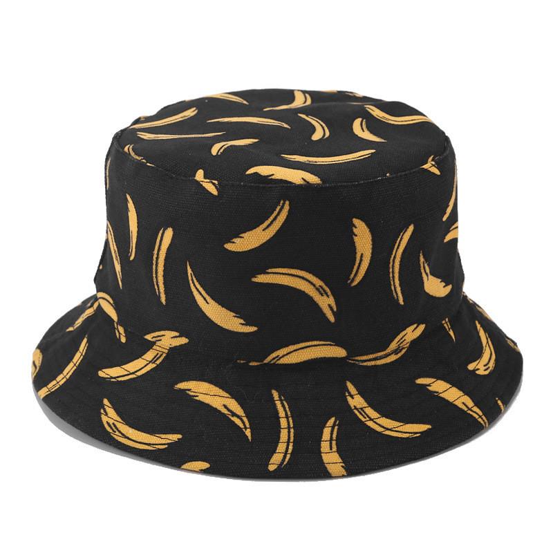 Cappello da Pescatore Double Face con Stampa di Banane e Ampia Falda per Streetwear e Protezione Solare
