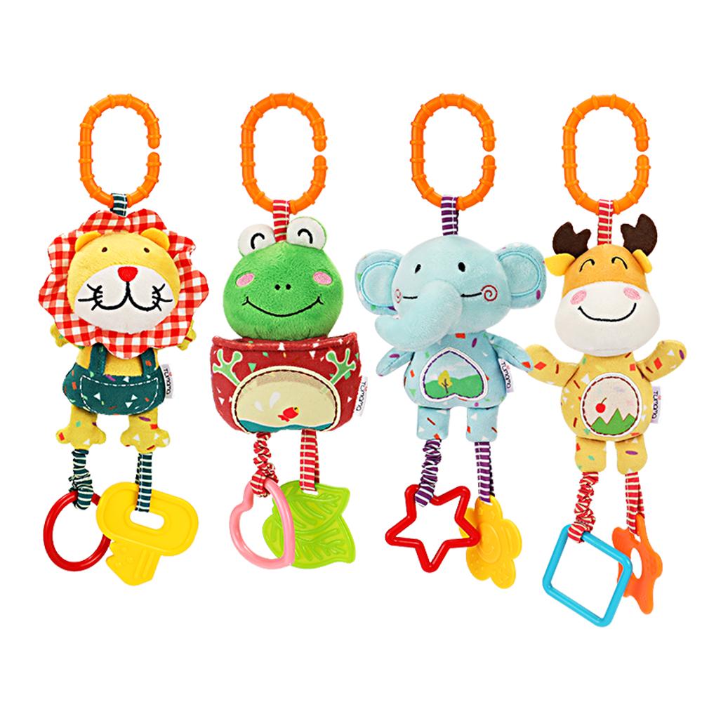 Plush Animal Hanging Rattles With Teether Baby Shaking Toys Leanring