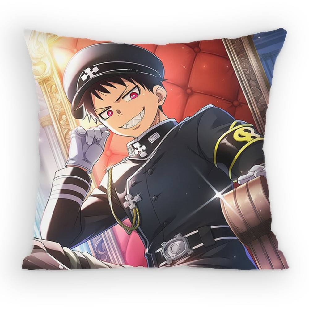 

Fire Force Shinra Kusakabe Pillow Case Antidustmite Pillowcase Invisible zipper silky Sofa cushion cover for bedroom 30x30 cm