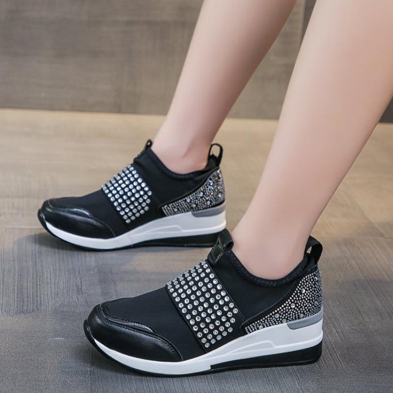 

Fashion 2025 New Fashion Spring and Autumn Women Round Head New Simple Women s Shoes A Slip-on with Drill Light and Comfortable 36 чёрный