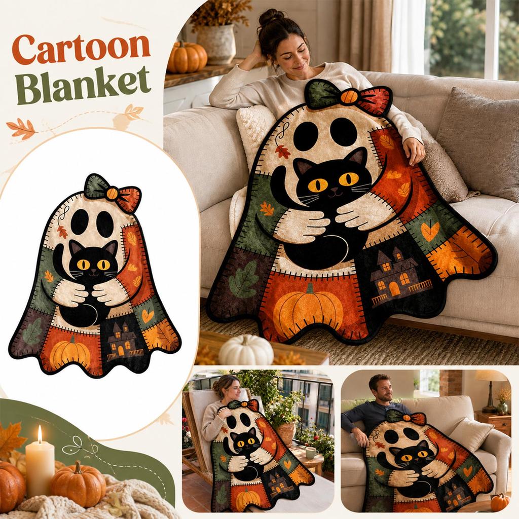 Halloween Cute Shaped Flannel Throw Blanket for Nap, Novelty