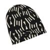 Black and Beige Vertical Stripe Chevron Pattern Classic Knit Hat for Adults Available in Versatile Tones Ideal for Subtle Styling During Cool Days or 