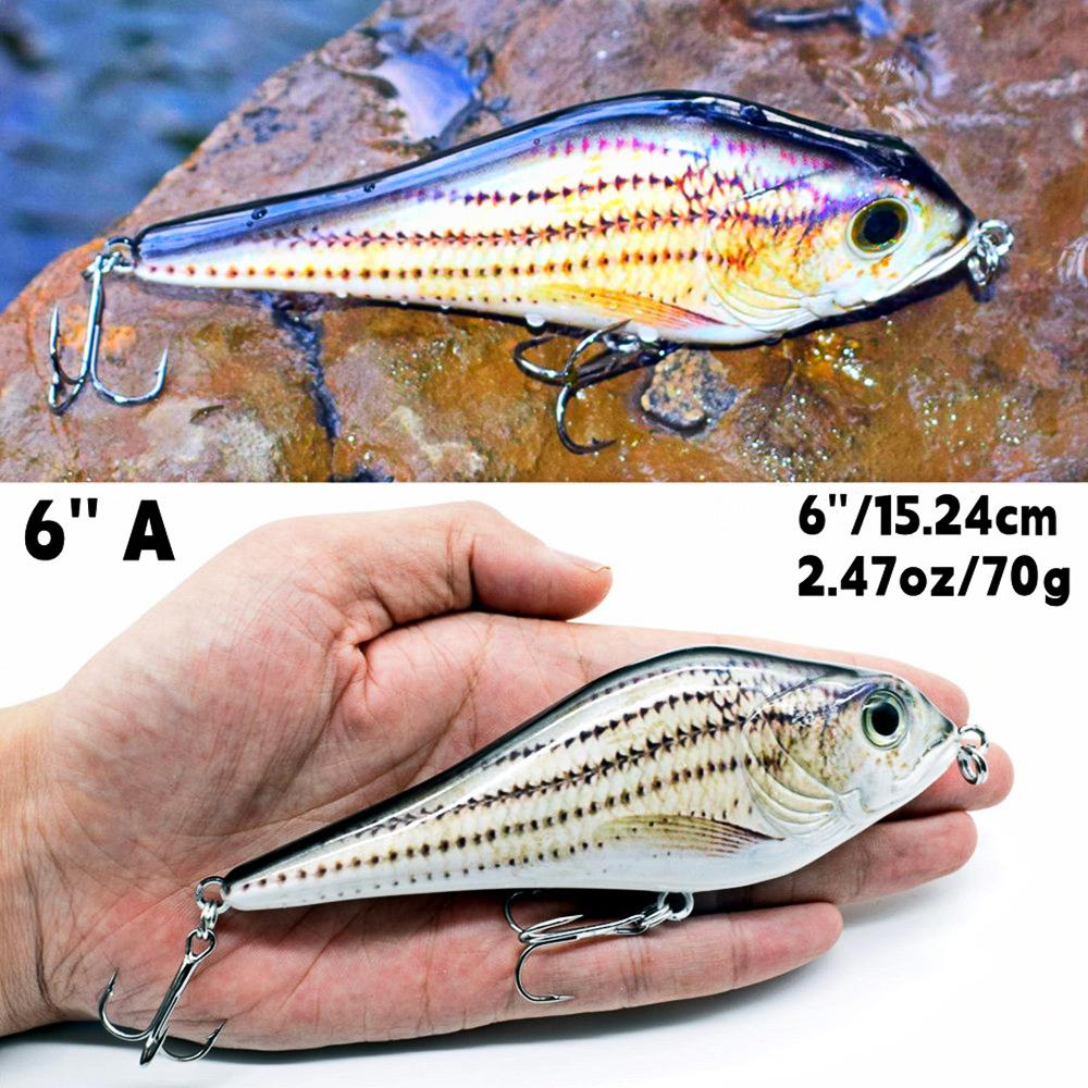 Fishing Lure Bait Swimbait Jerkbait 4inch 6inch Minow Fishhook Crankbait Muskie Bass Lure