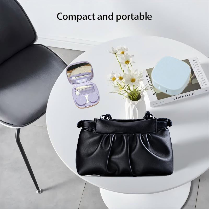 Simple macaroon contact lens box Cosmetic Contact Lenses box portable compact high value storage box, practical and simple