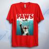 Paws TShirt Funny Shark Parody Tee Unisex Retro 70s 80s Movie Poster Film Top