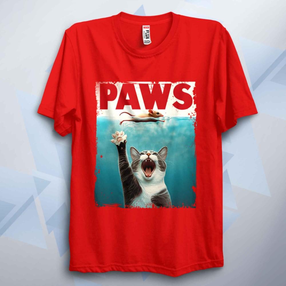 Paws TShirt Funny Shark Parody Tee Unisex Retro 70s 80s Movie Poster Film Top S