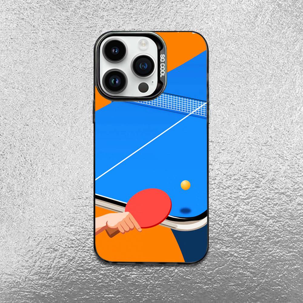 Table Tennis Racket Ping Pong Phone Case For iPhone 17,16,Pro,Max,e,15,14,Plus,13,12,Mini,11, Matte Colored Silver Luxury Cover