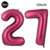 Giant 32 Inch Number Balloon Set Metallic Rose Red Foil Helium Balloon Kit DIY Happy Birthday Party Decor Kids Adult Anniversary