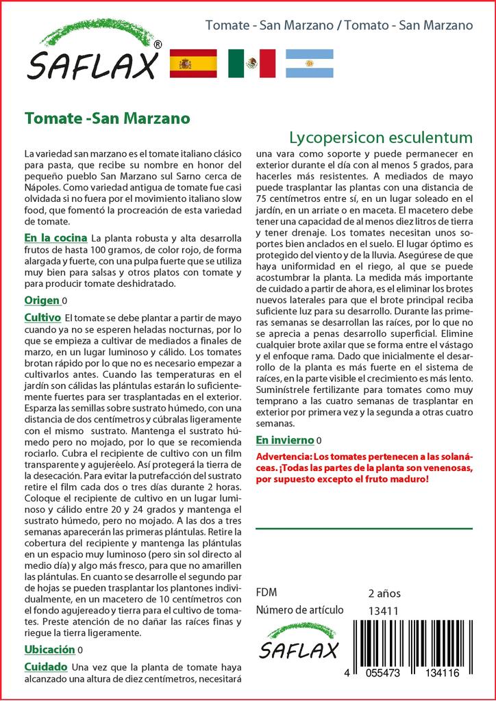 SAFLAX Pomodoro - San Marzano - 10 semi - Lycopersicon esculentum