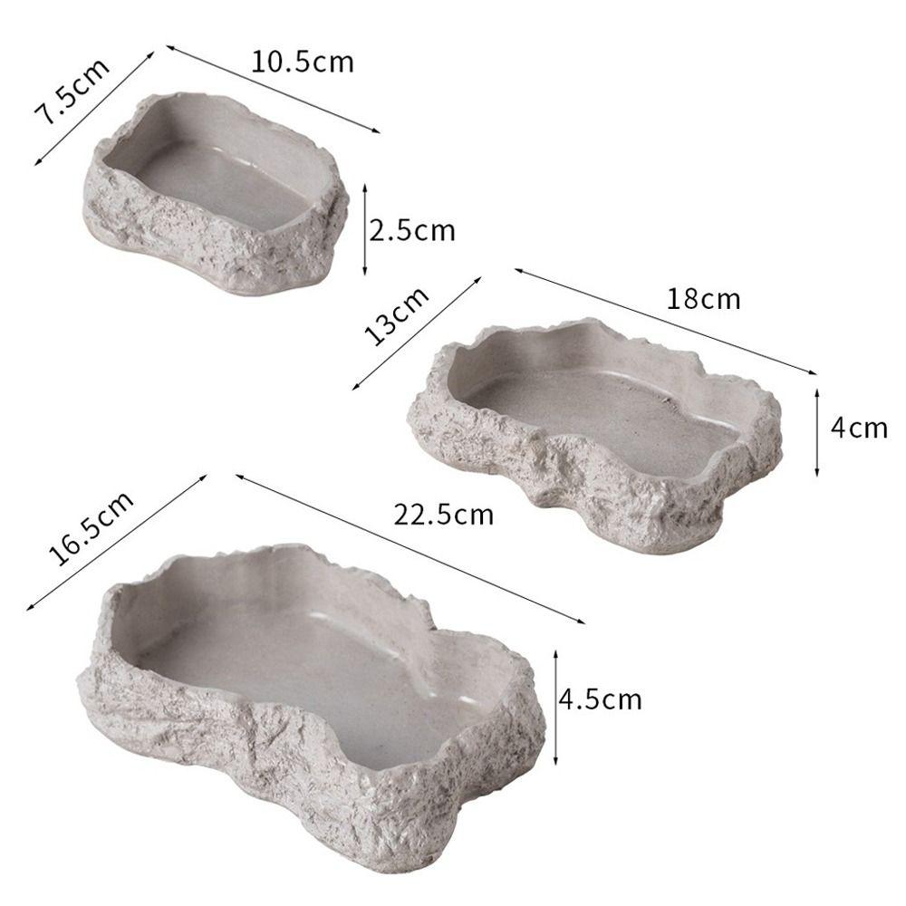 New Simulated Rock Reptile Food Bowl Multiple Size Habitat Decor Lizard Food Dish Anti-slip Base Pet Reptile Feeder Pet Supplies