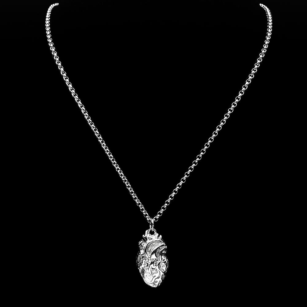 Human Heart Organ One Side Vivid Pendant Necklace Stainless Steel Chain Punk Party Women Men Doctors Nurses Jewelry Gift
