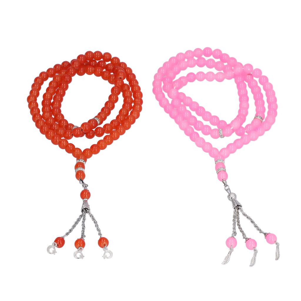 2Pcs Muslim Prayer Beads Premium Resin 99 Beads Vibrant Color Exquisite Design Glossy Muslim Rosary