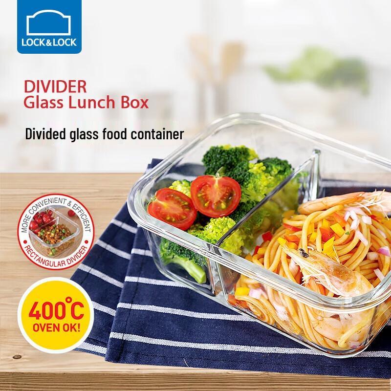 LOCK&LOCK 1000ml Divided Borosilicate Glass Bento Box