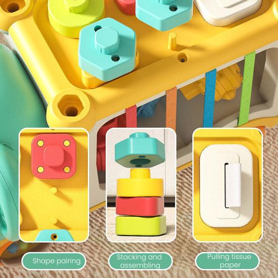 Cartoon Elephant Truck Toy Shape Sorting Matching Color Cognition Stacking Fine Motor Skills Busy Cube Sensory Toy Toddlers Boys