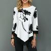 Irregular Women Floral Blouse Tee Ladies Long Sleeve Casual Loose Tshirt S5xl