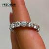 FEOBUR 5mm D Color Moissanite Ring with Certificate Women   CopperFull Diamond Eternity Band Wedding Jewelry Gift