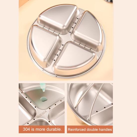 Stainless Steel Divided Steamer Basket with 46085 Grids Multi-Functional Stackable Steamer for Food