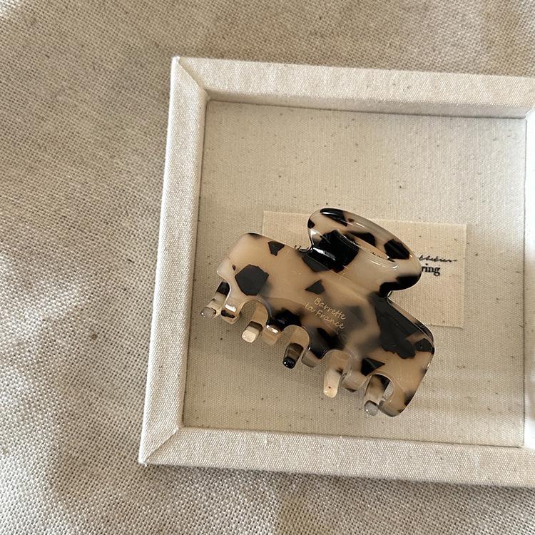 

Корейская универсальная маленькая квадратная заколка-краб - Ацетатная заколка для пучка с золотой этикеткой для женщин