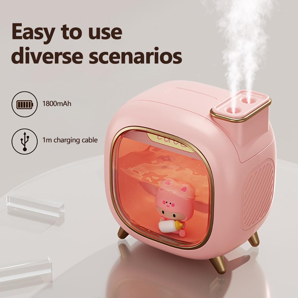 Cartoon Puppen Ultraschall Luftbefeuchter 500ML Großes Fassungsvermögen Aroma Ätherisches Öl Diffusor USB Bunte Atmende Nachtlichter