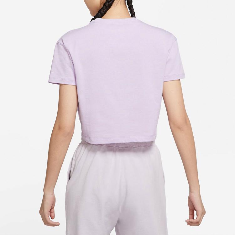 Nike Casual Solid Color Logo Short Sleeve Round Neck T-Shirt Women Tops Pink Purple DA0324-530