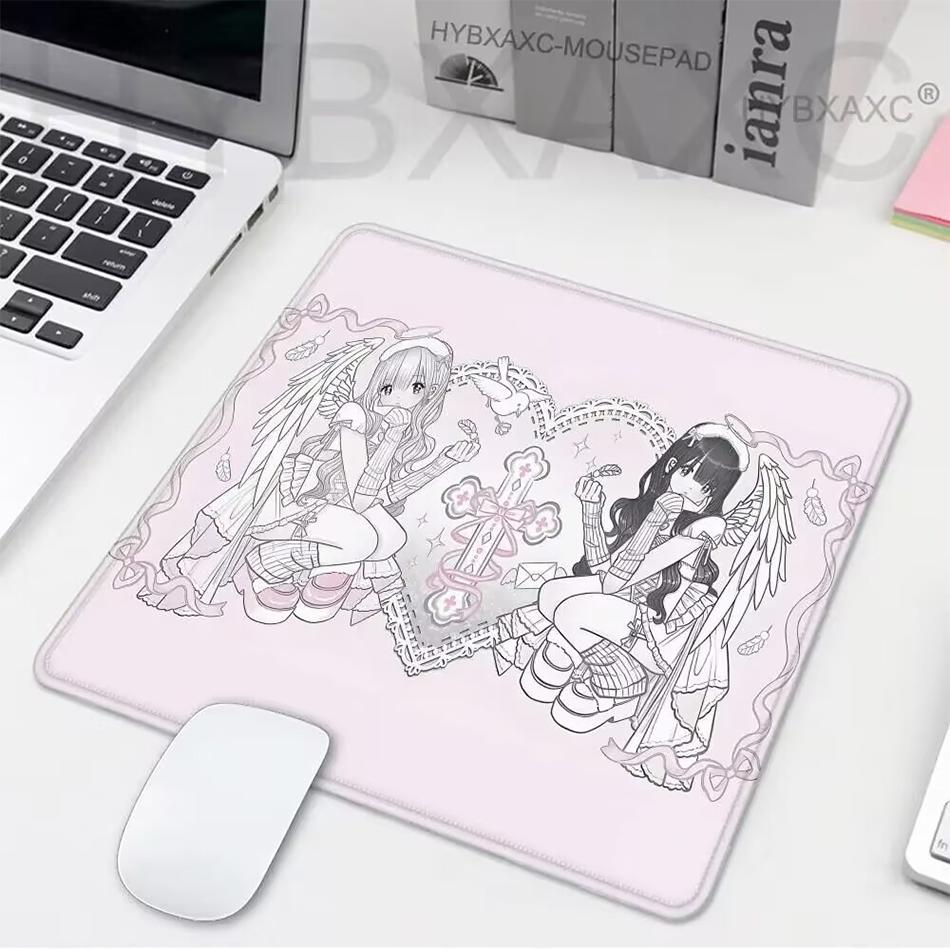 Sleepy Angel Pink Mouse Pad Anime Girl Gaming Keyboard Pads Gaming Accessories Thickened Hd Desk Mat Lock Edge Rubber Mousepad