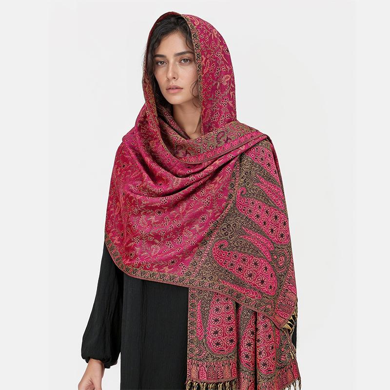 Paisley Pashmina Shawl Scarf Women Jacquard Cashew Printed Scarves Flowers Borders Female Tassel Blanket Wraps Ethnic Shawls