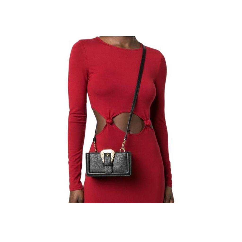 Versace Jeans Couture Logo Engraved Buckle Detachable Shoulder Strap Polyester Shoulder Crossbody Bag Women bags Black 74VA4BFYZS413899