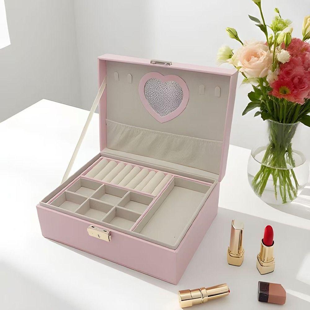 Dustproof Double Layer Jewelry Box Large Capacity Cosmetics Box Jewelry Storage Box  Bracelets