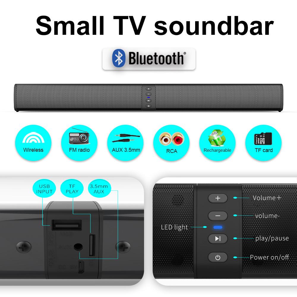 Portable Soundbar, Detachable Surround Sound Speaker for TV, Home Audio Sound Bars with Subwoofer, Home Theater Sound System