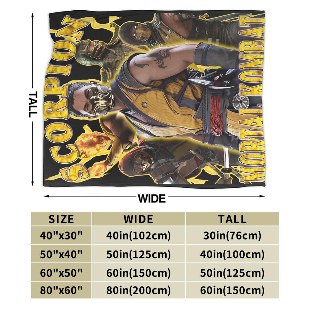 Mortal Kombat Scorpion MK Blankets Wool Funny Soft Throw Blankets for Bedding Lounge Decoration
