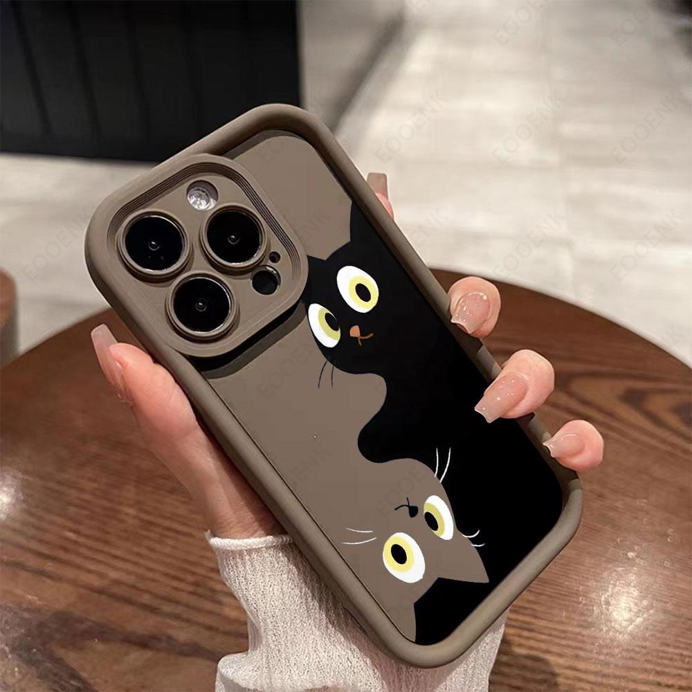 Cute Cartoon Cat Soft Phone Case For iPhone 15 14 13 12 11Pro Max Cases iPhone XS Max Mini XR X 7 8 Plus SE Shockproof Cover