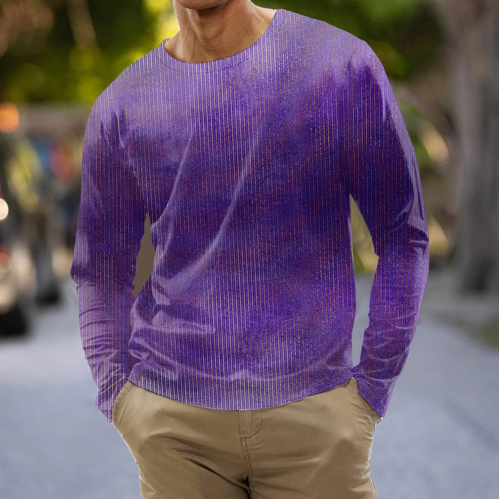 

Муж. Футболка Графика Абстракция Шея Одежда Одежда На открытом воздухе Длинный рукав С принтом Модельер Винтаж XXXL фиолетовый