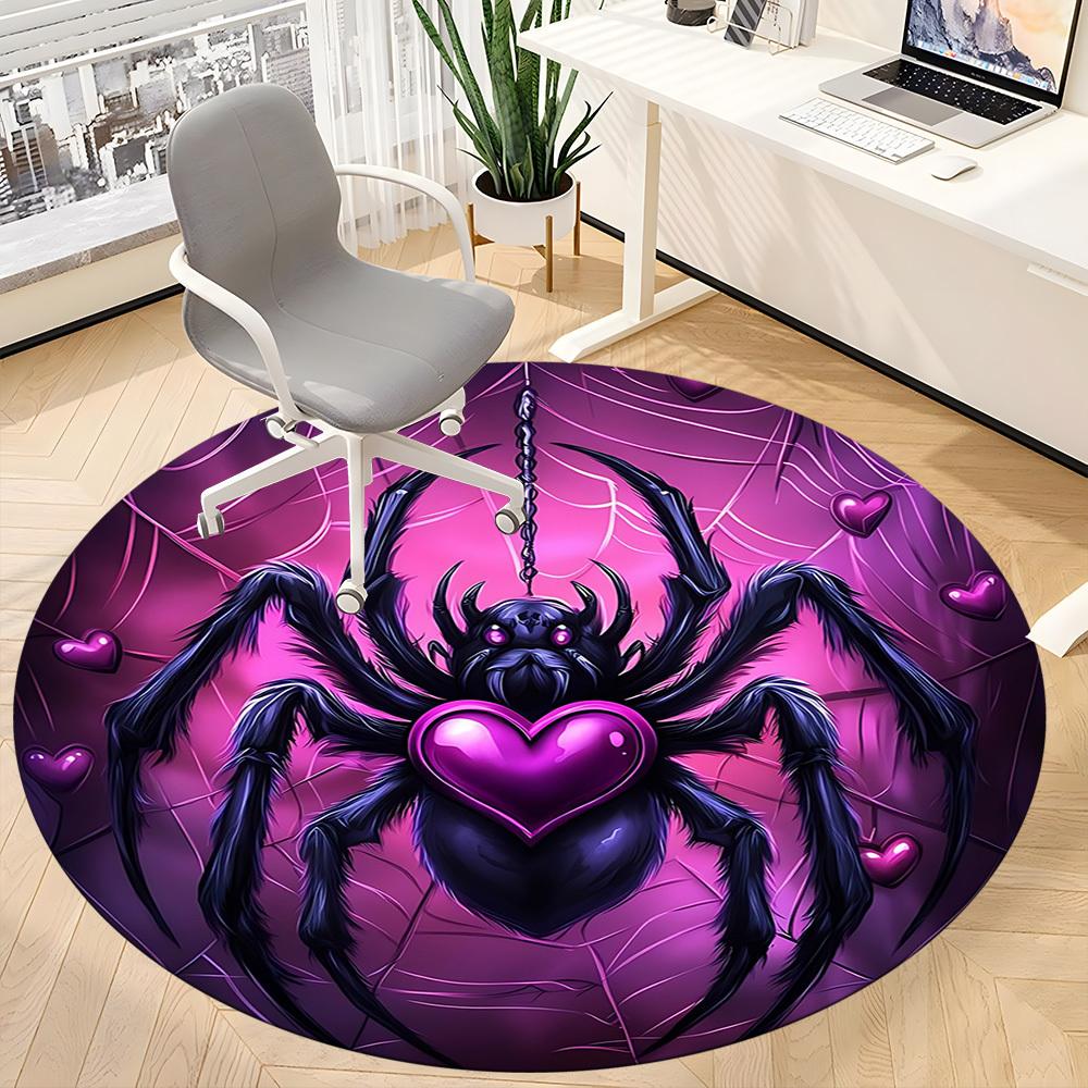1PC Spider Web Office Round Area Rug, Mat Suitable For Office, Under Office Chairs Bedroom Living Room Home Decor, Room Deco