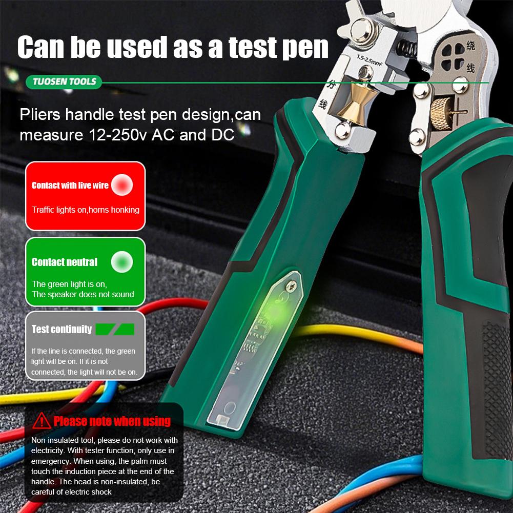 9 In 1 Wire Stripper Stainless Steel Electrician Cable Cutter Wire Crimping Pliers Clamper Splitting Winding Multi Function Tool