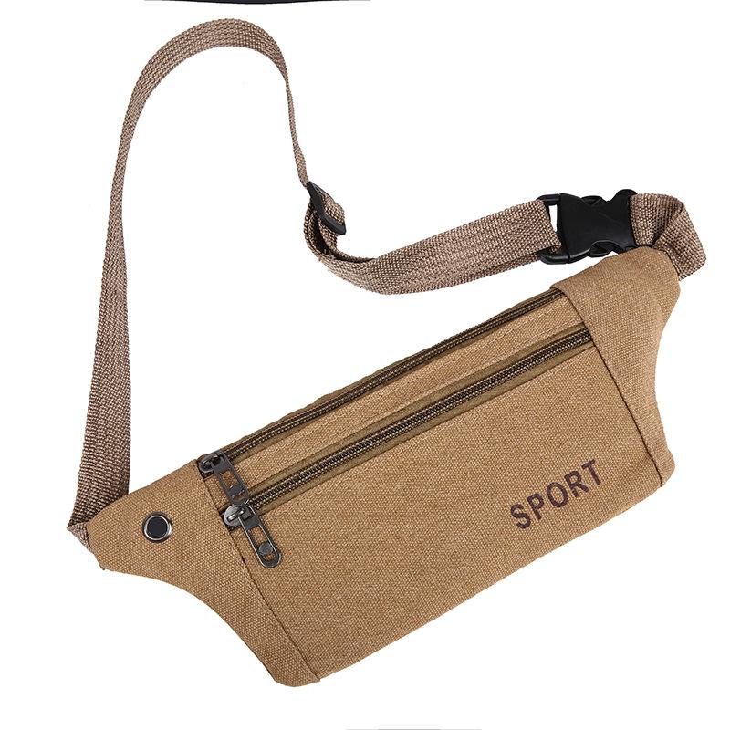 Men's Canvas Waist Bag Breathable Outdoor Sports Hiking Chest Bag Men's Mobile Phone Bag
