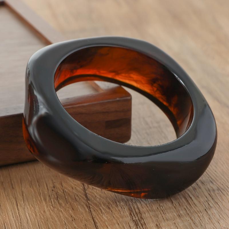 Vintage Punk Brun Kaffe Tykk Resin Akryl Smudgy Armbånd Geometriske Uregelmessige Armbånd For Kvinner Menn Smykker