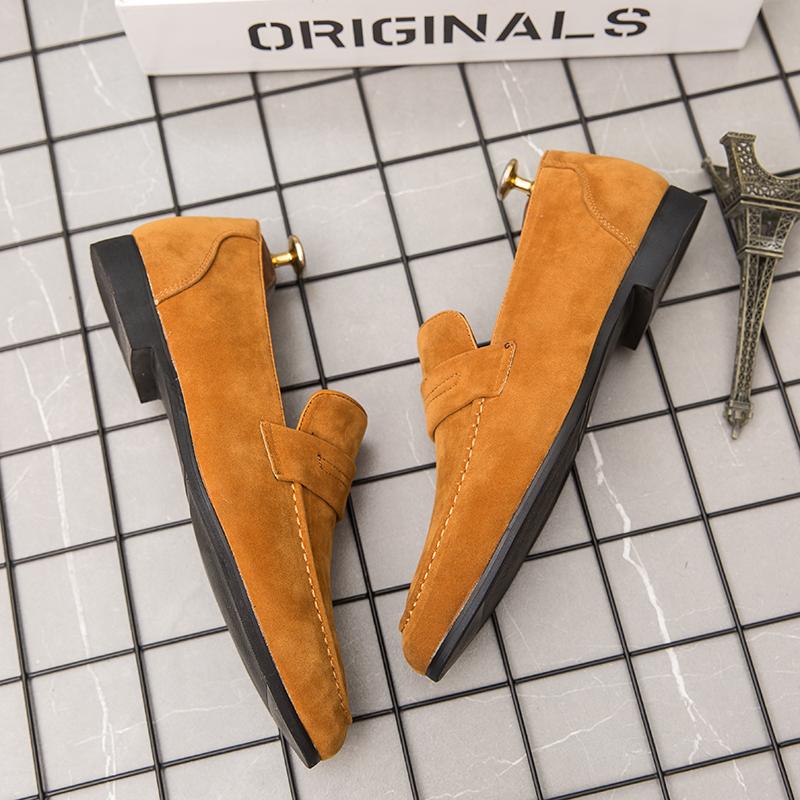 Fashion Suede Leather Mens Casual Flats Fashion Soft Moccasins Fashion Brand Loafers Simple Slip on Shoes Elegantes Male Business Shoes