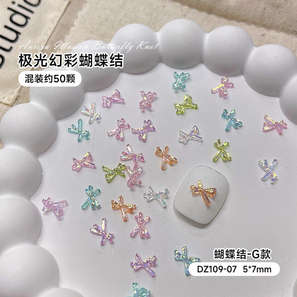 Mixed Butterfly Knot Nail Accessories Internet Celebrity Mini Aurora Illusion 3D Tie DIY