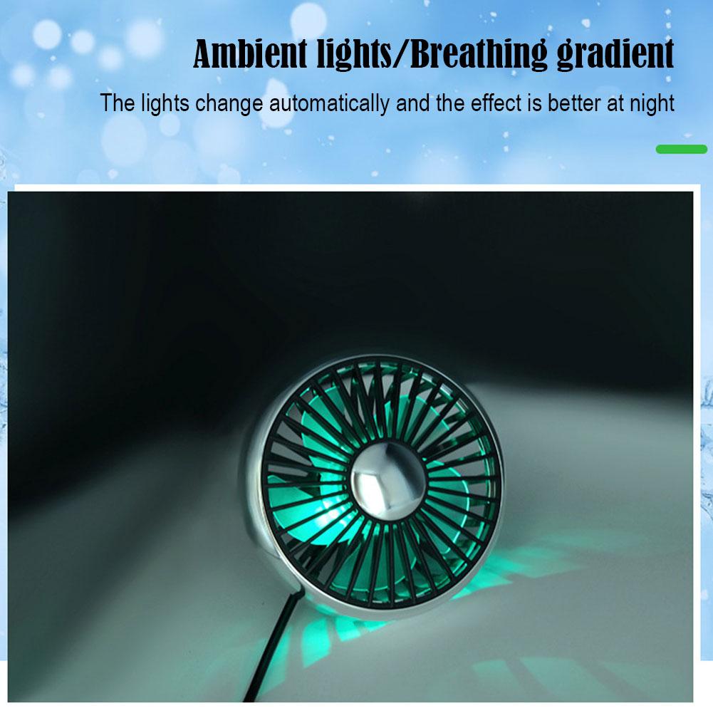Portable Mini Car Fan USB Charging Multifunctional LED Light Seven-blade Turbo Fan Car Air Outlet Mini Electric Fan Car Supplies
