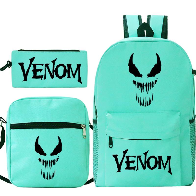 Peripheral Printed Schoolbag Three-Piece Schoolbag Primary And Secondary School Students Leisure Pencil Bag Backpack No specifications зелёный