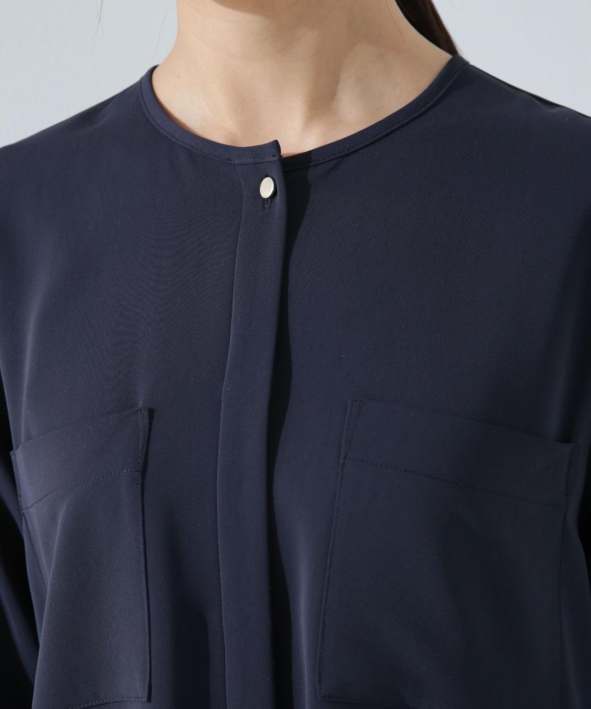 Nano Universe Double Pocket Size Women's Blouse, S, 031, Off-White, 669-5120303