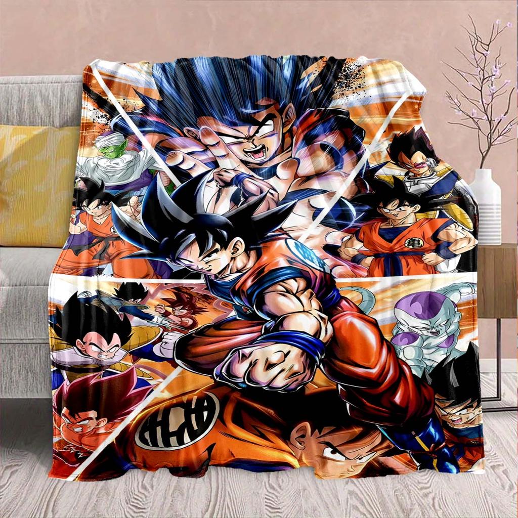 Dragon Ball Anime Flannel Blanket - Soft Warm Perfect for Sofa, Bedding Camping Travel Office Home Decor -QJY
