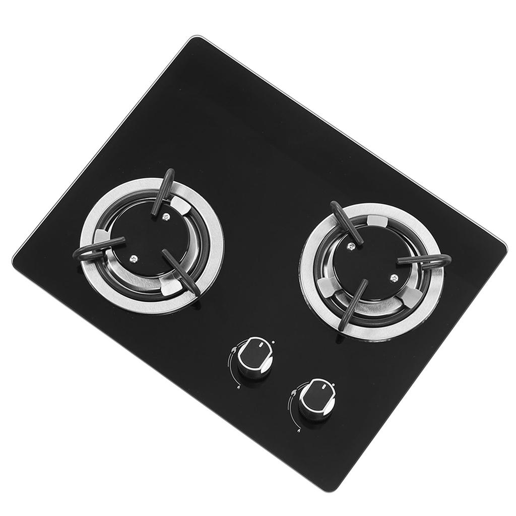 RV Gas Stove 2 Burners 1.8Kw Power Tempered Glass Panel Easy to Clean Gas Cook Top for Boat Caravan 
