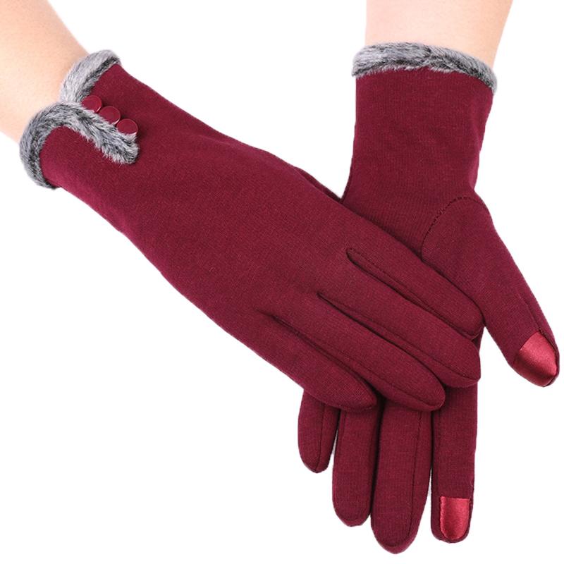 

1 шт. женские зимние теплые флисовые перчатки на запястье бархатные термоперчатки с подкладкой для сенсорных экранов красный