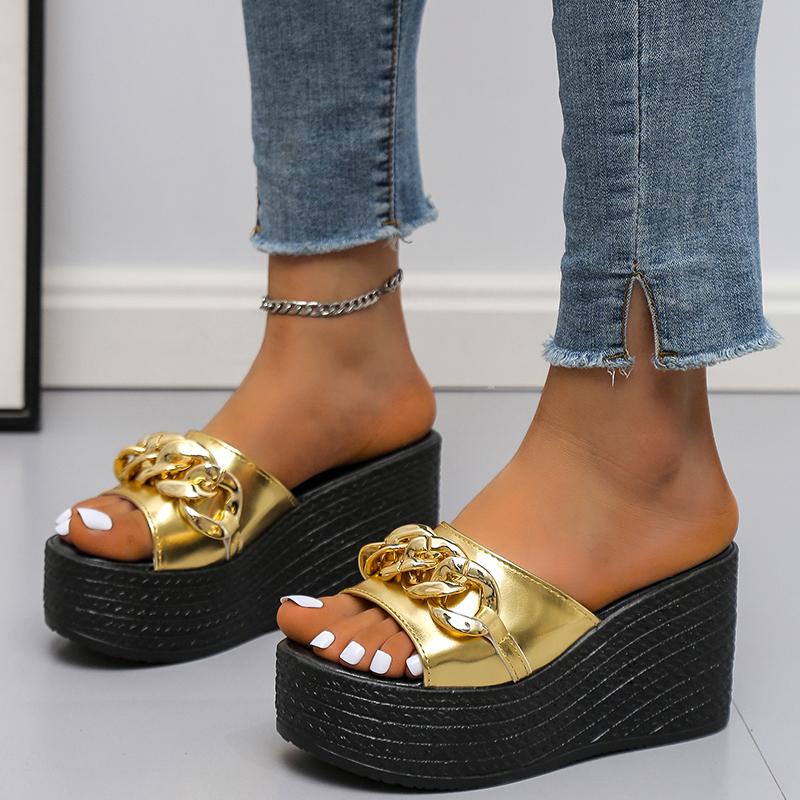 Fashion Metal Chain Sandals Platform Sandals Shoes Women Summer Sandals Beach Shoes Female Casual Shoes 2024 Women's Sandals