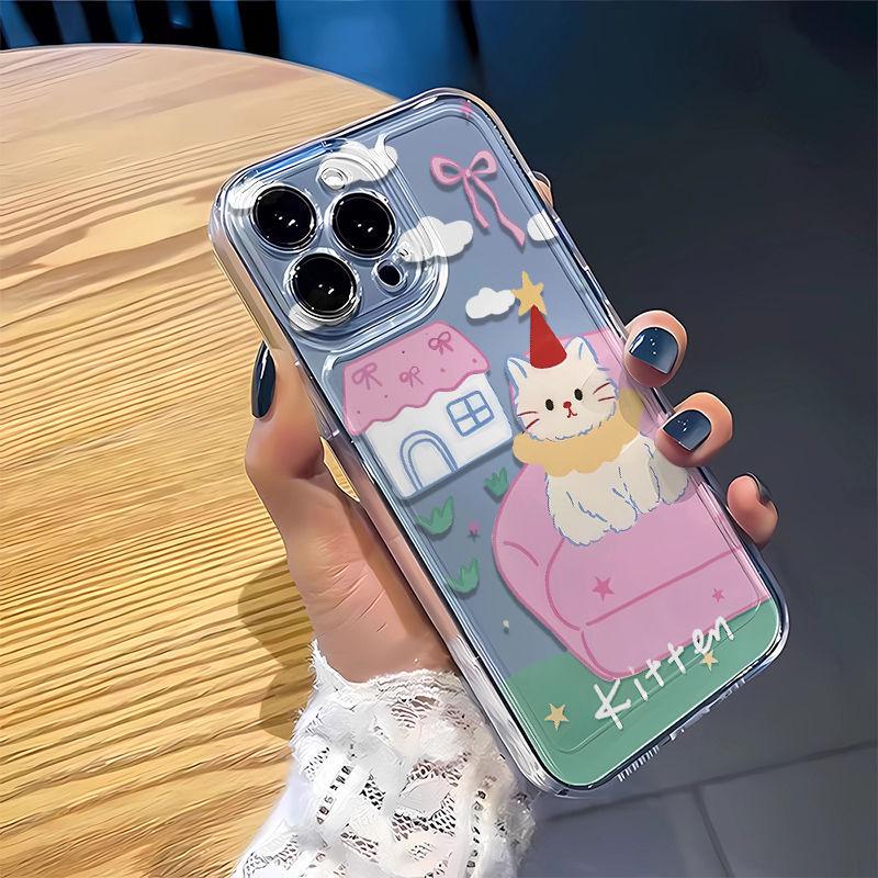 Starorůžový pohovkový kryt na telefon pro Apple 13-16 Pro Max, Průhledný vesmírný design