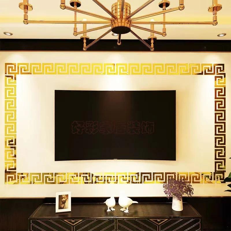 10pcs 3D Acrylic Self Adhesive Wall Decor Sticker Mirror for Bedroom Edge Strip Corner Line Building Border Home Office Decor